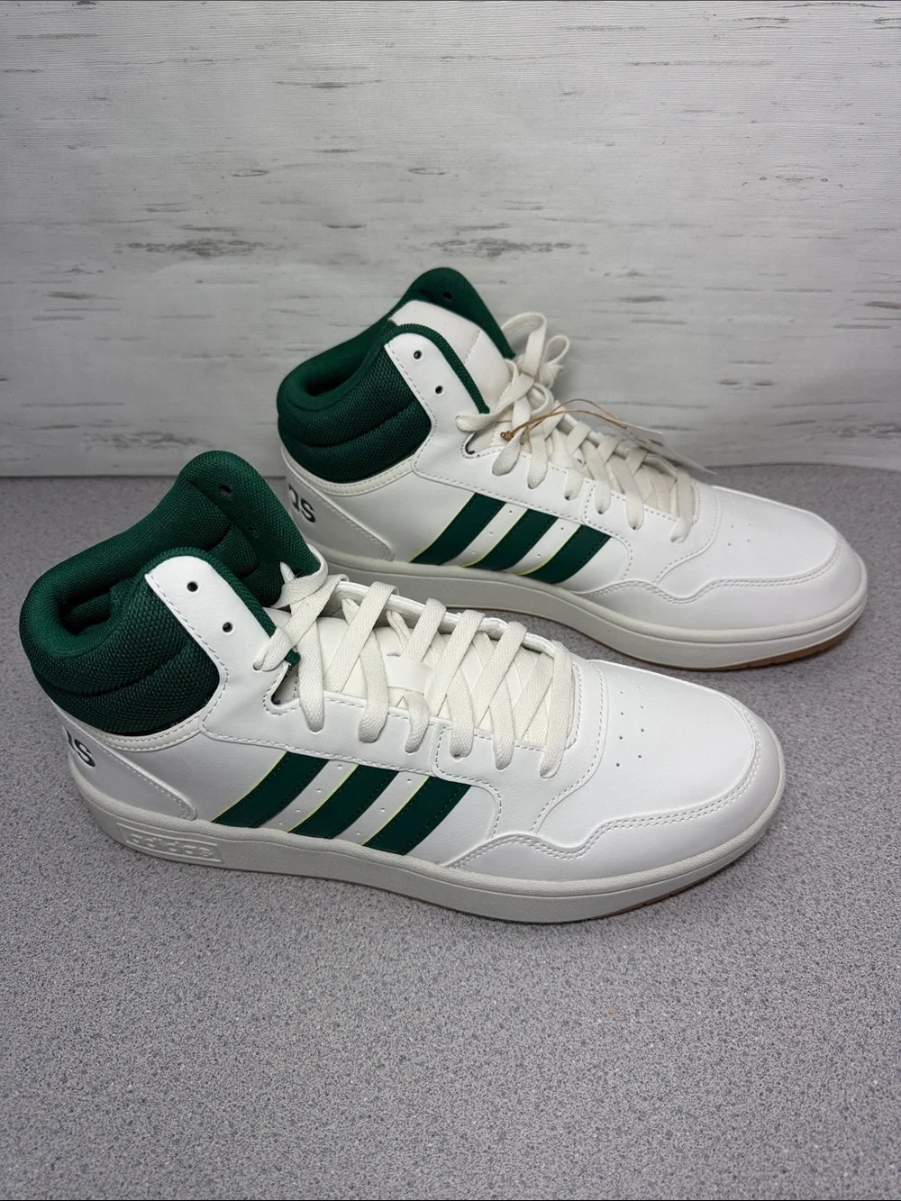 adidas Men’s High-Top Sneakers in White and Green